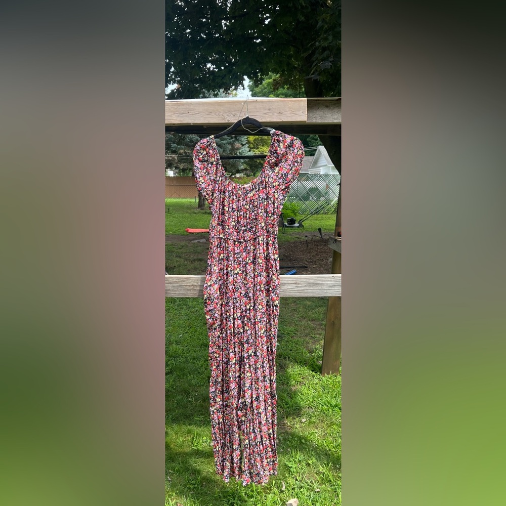Floral, cap sleeve jumpsuit